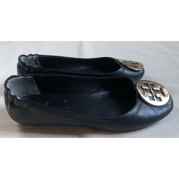 Tory Burch Sz 6M Black Leather Ballet Flats - Picture 2 of 6